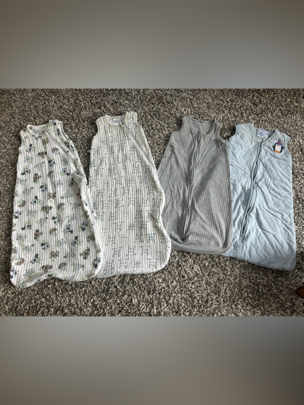 Baby Sleep Sacks - Set of 4 in Blue, Gray, White 6-18mo